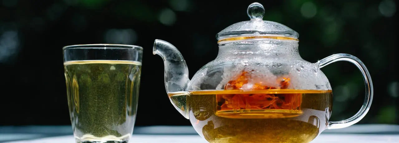 Service à thé anglais britannique, théière à fruits en verre