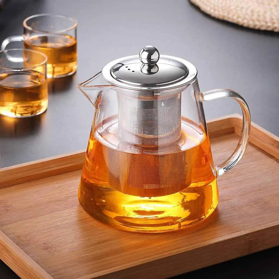 Théière en verre avec infuseur amovible, bouilloire à thé sans