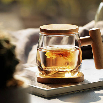 Mug infuseur à thé en verre et bois 300ml