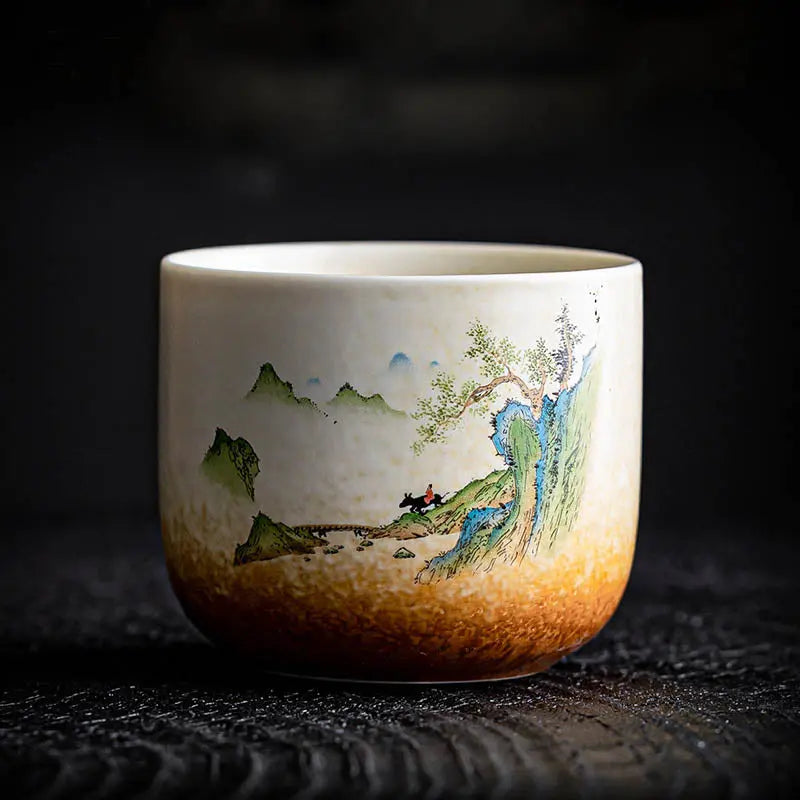 Tasse à thé en céramique peinture paysage 130ml