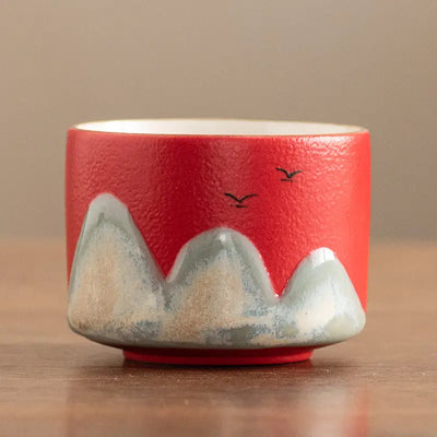 Tasses à thé en céramique motifs montagnes 75ml