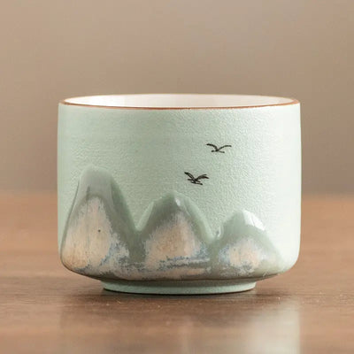 Tasses à thé en céramique motifs montagnes 75ml