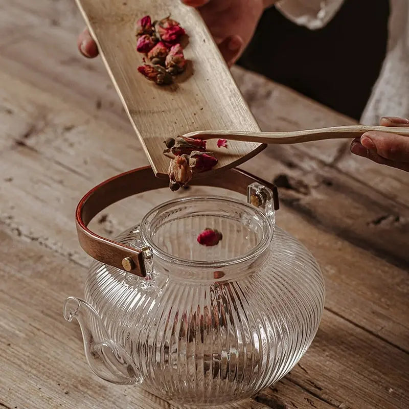 Théière en verre avec infuseur pour fleur, théière portable, bouilloire à  thé Puer chinois, degré de